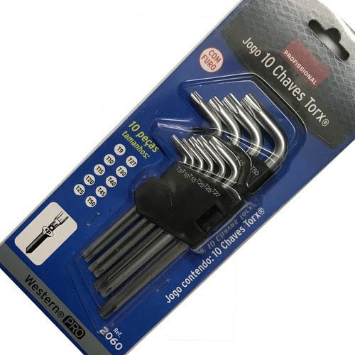 Jogo Chave Torx Curta C/furo T9 A T50 Western 10 Pçs 2060